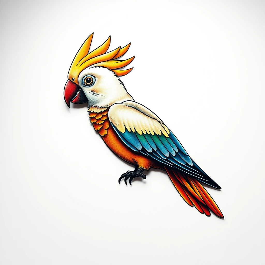 Vibrant Cockatoo tattoo with colorful details