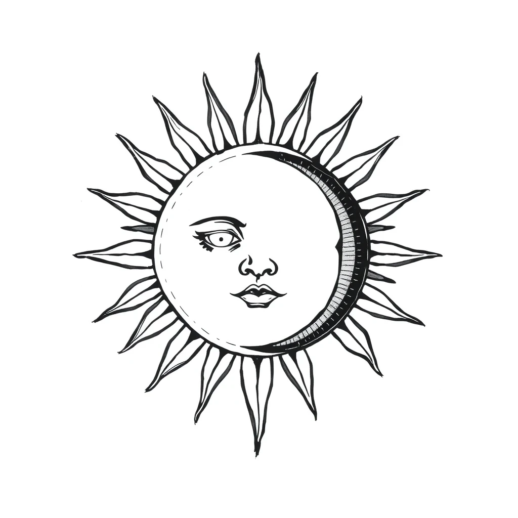 Sun and moon tattoo