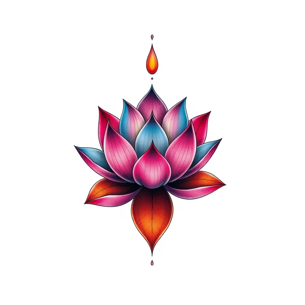 Tattoo of Lotus flower in colorful realistic style