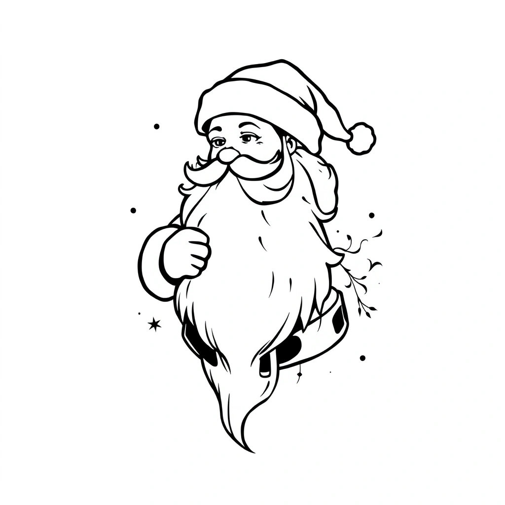 Tattoo of Santa in minimalist black and white