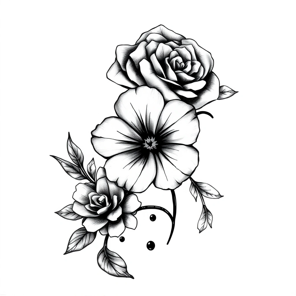 Realistic memento tattoo design in black and white