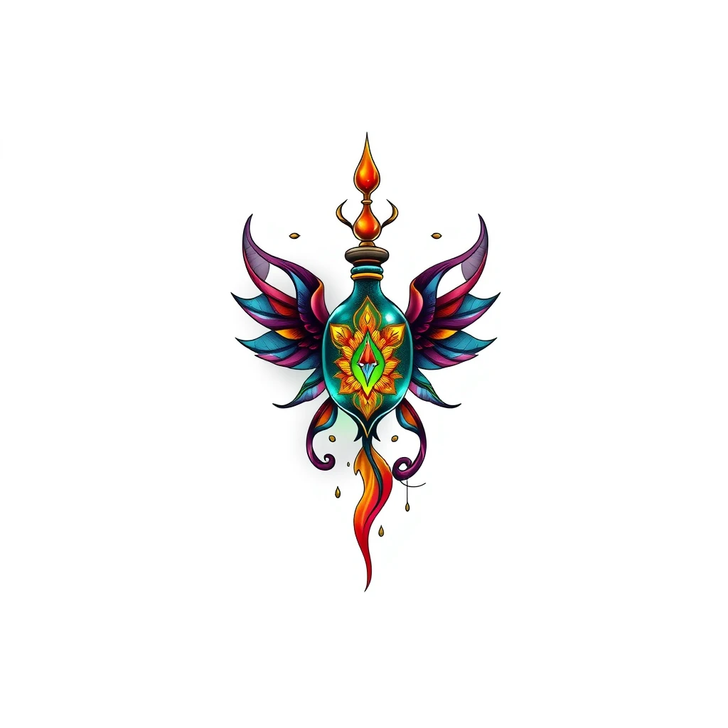 Colorful Elixir tattoo with wings design